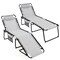 Costway 2 PCS Folding Chaise Lounge Chair Portable Sun Lounger with Adjustable Backrest Grey/Navy
